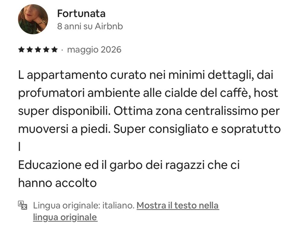 Recensione di Fortunata, 5 stelle, Corte Arco di Luce
