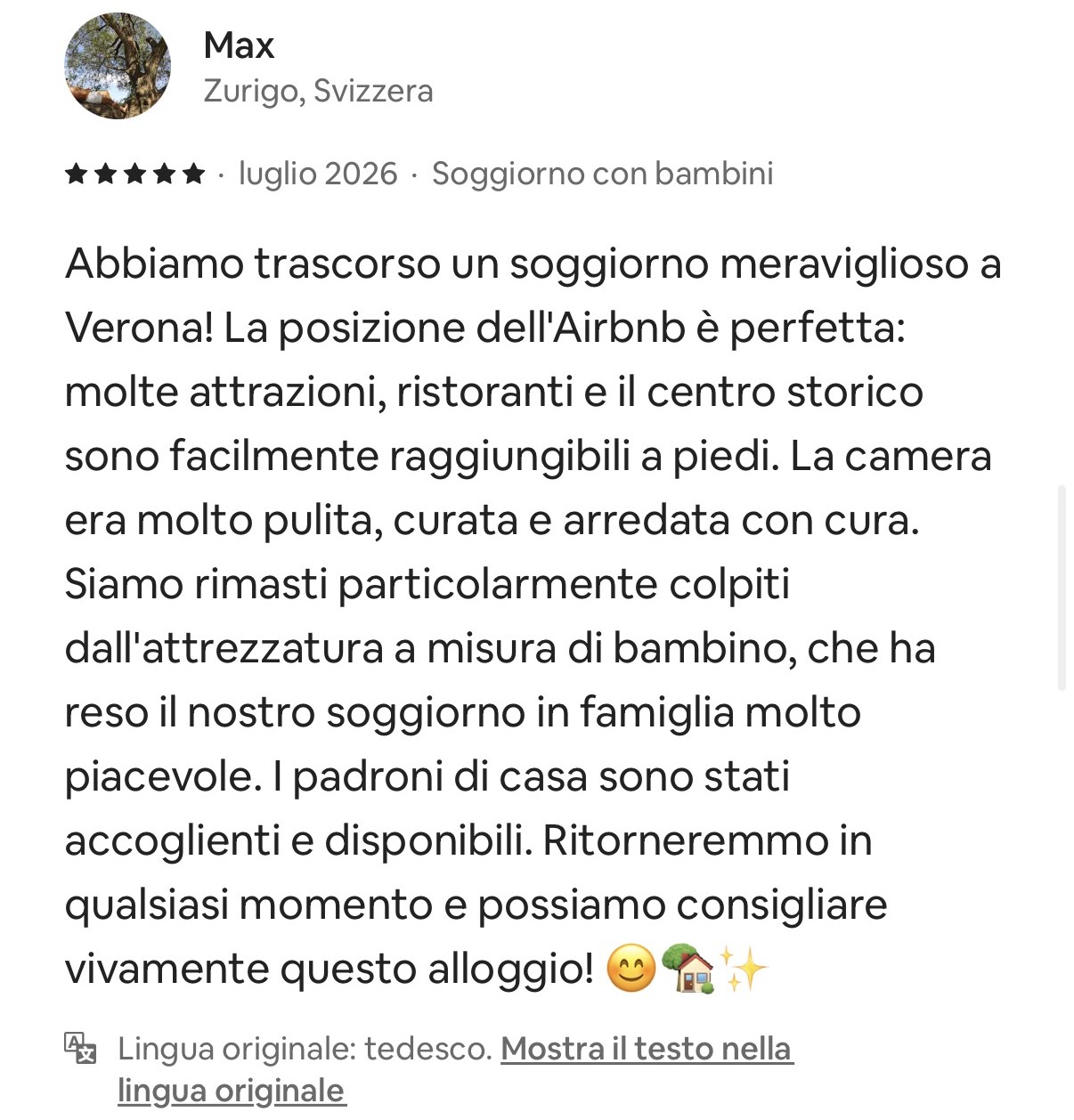 Recensione di Max, 5 stelle, Corte Arco di Luce