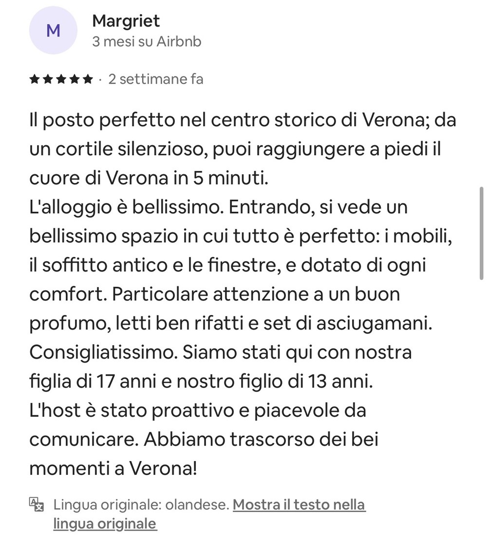 Recensione di Margriet, 5 stelle, Corte Arco di Luce
